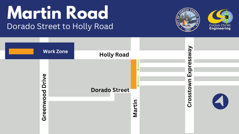 Map showing closure on Martin Road.
