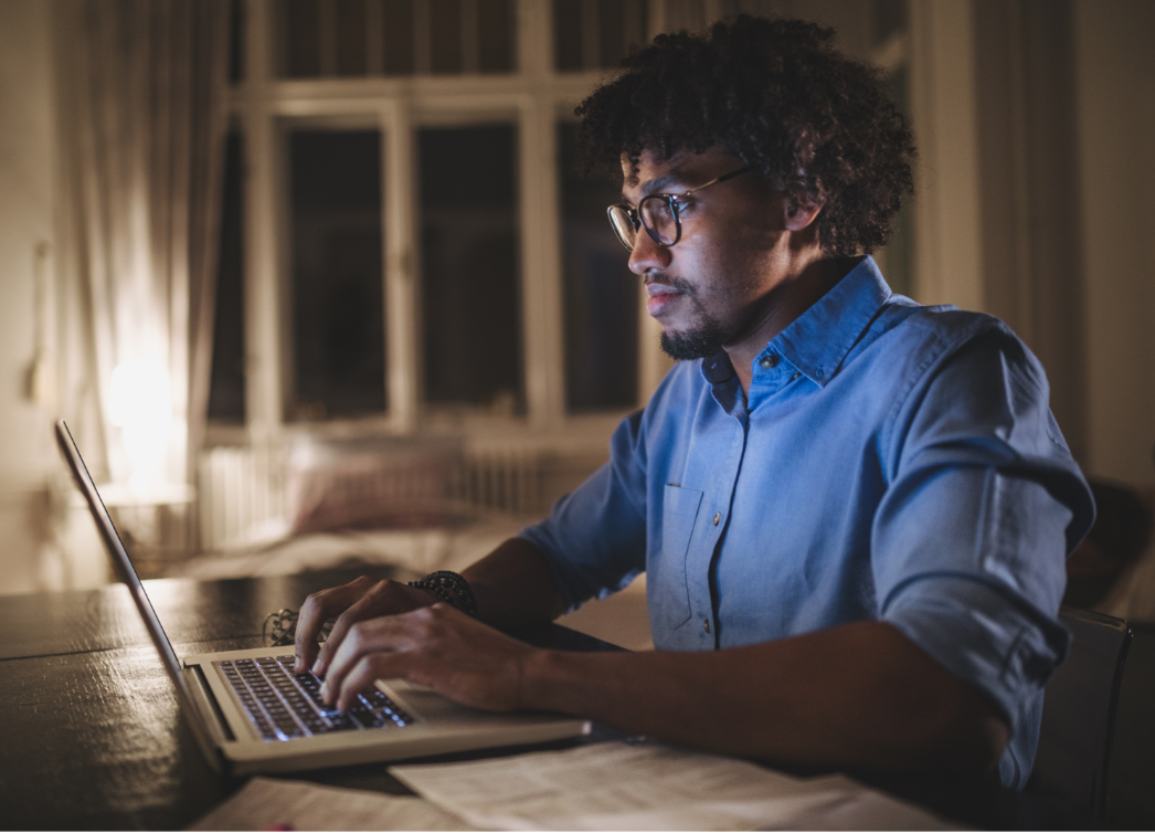 man on computer