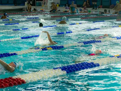 Swimmers in swimming lanes