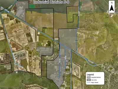 Properties in Industrial Districts 5 through 8