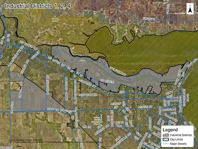 Properties in Industrial Districts 1, 2, and 4