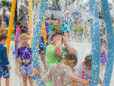 Kids enjoying Cole Park Splash Pad