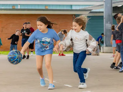 children playing basketball