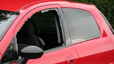 car with a broken window