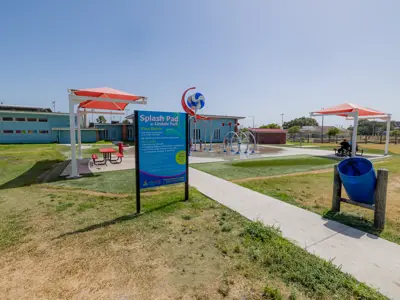 Sign in front of Lindale Park Splash Pad