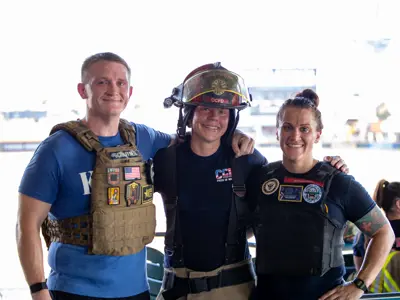 Firefighters in Gear and Smiling